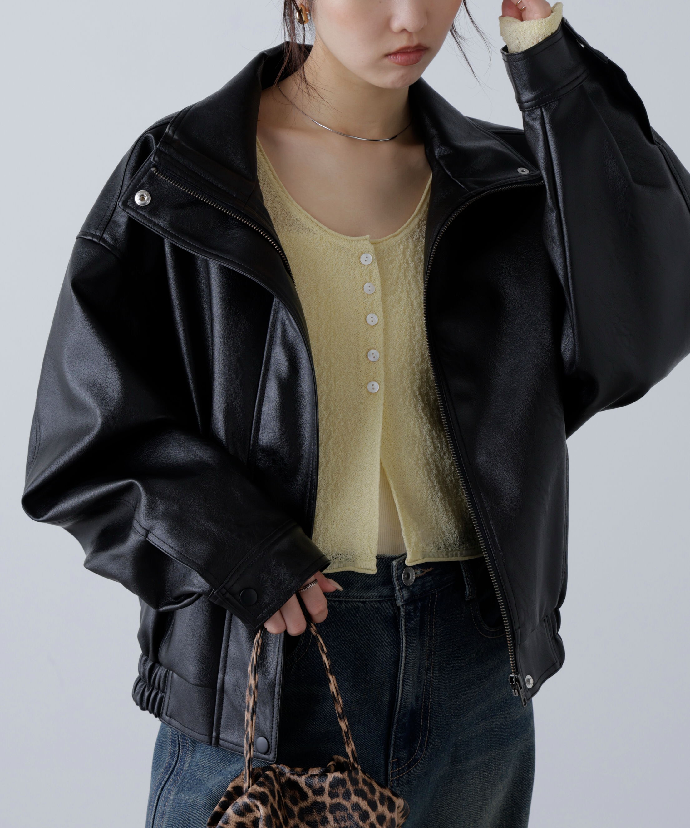  「スタンド合皮ブルゾン」|ブルゾン・スタジャン|