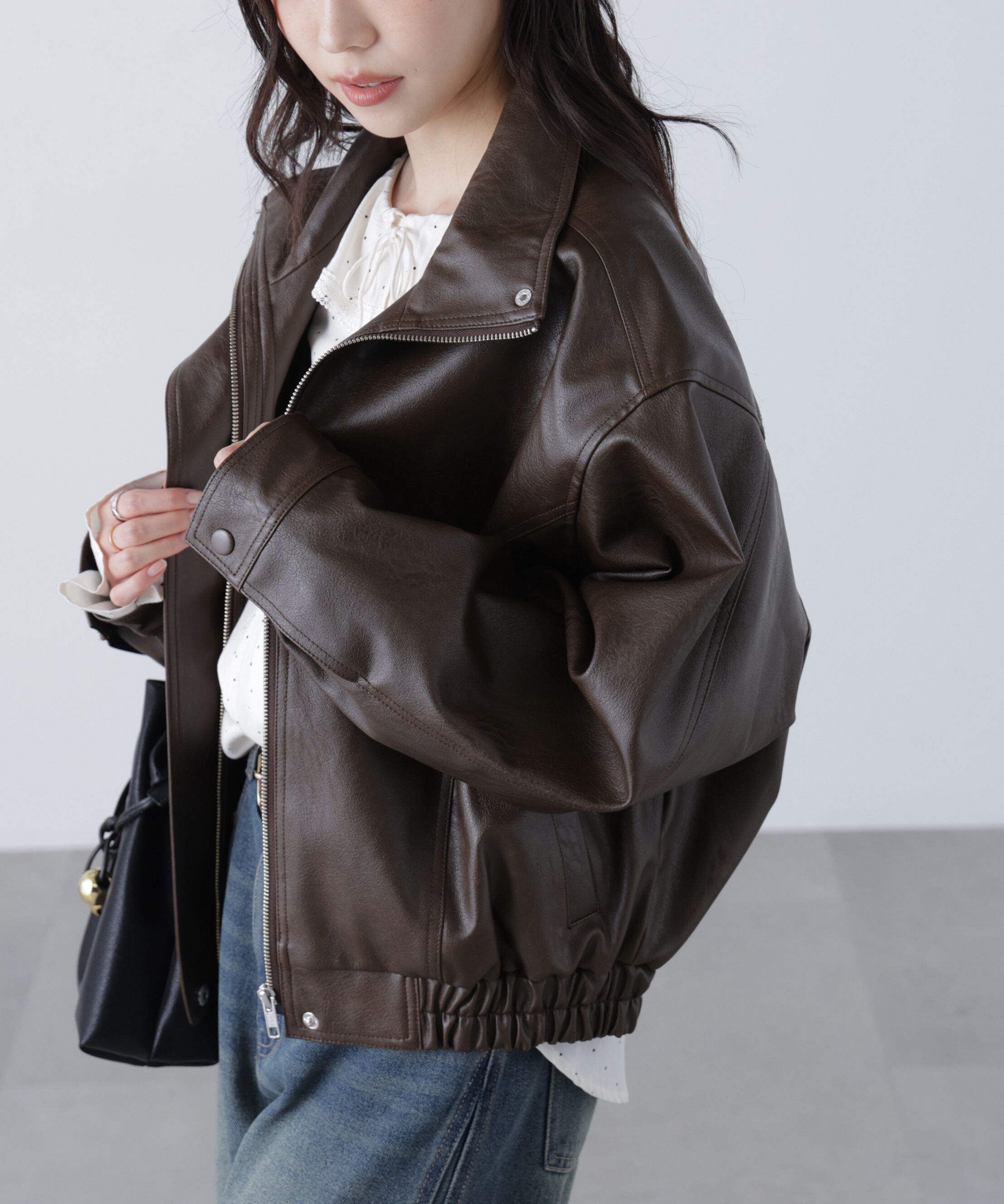  「スタンド合皮ブルゾン」|ブルゾン・スタジャン|