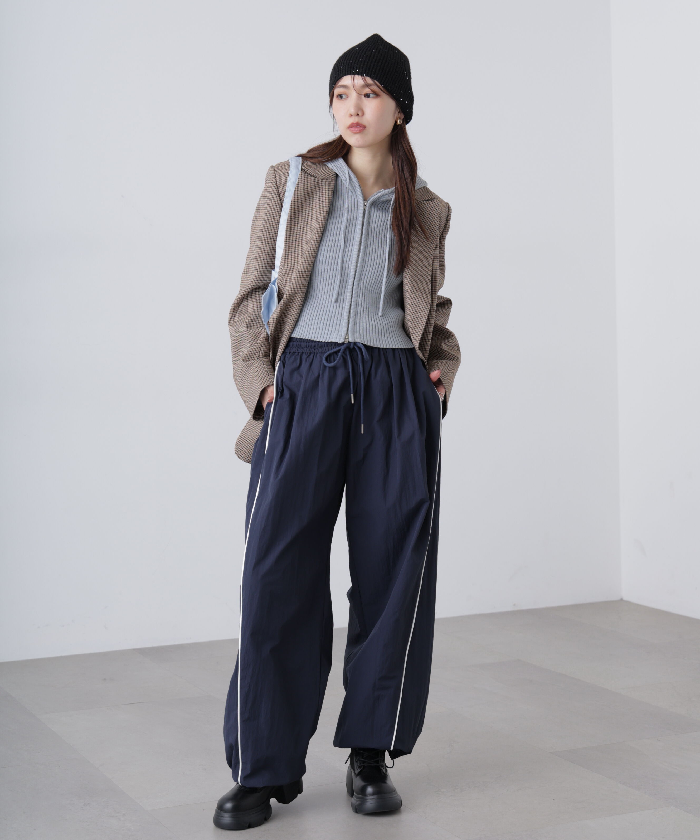  「サイドタック配色ラインナイロンパンツ」|その他|