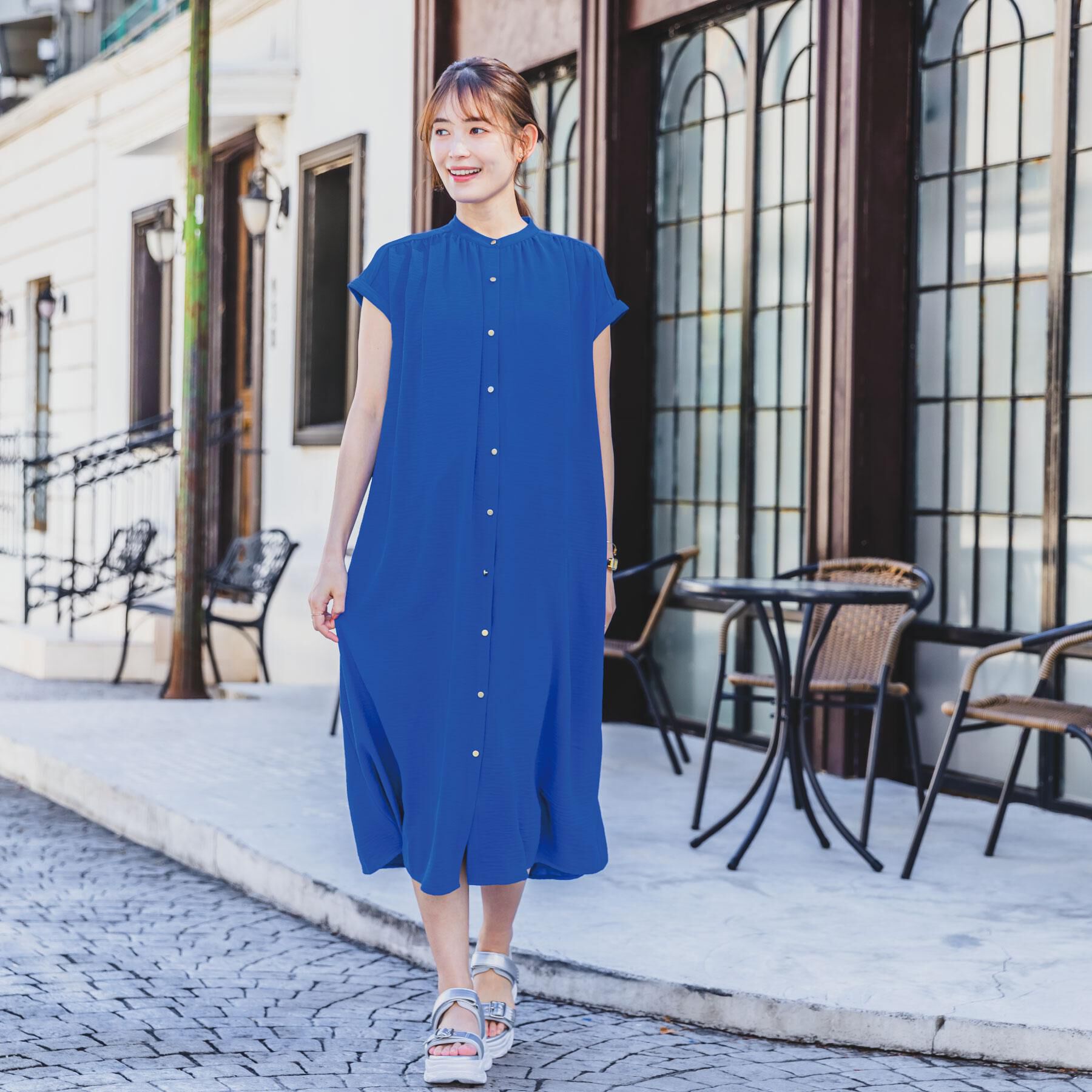 ITS&rsquo;DEMO「【接触冷感／吸水速乾／洗濯機OK】イージーケア前開きワンピース＜ラク服シリーズ＞」|ワンピース|