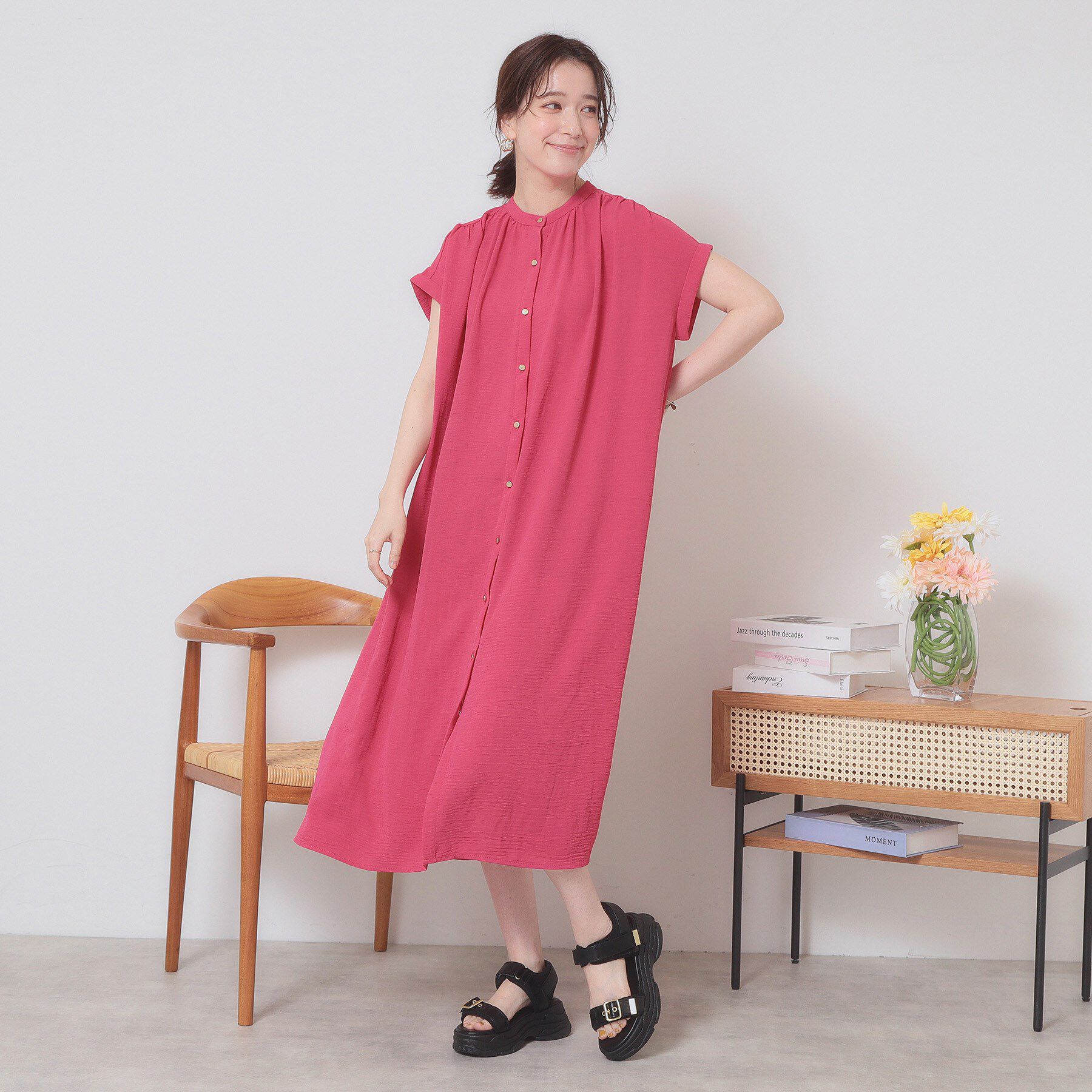 ITS&rsquo;DEMO「【接触冷感／吸水速乾／洗濯機OK】イージーケア前開きワンピース＜ラク服シリーズ＞」|ワンピース|