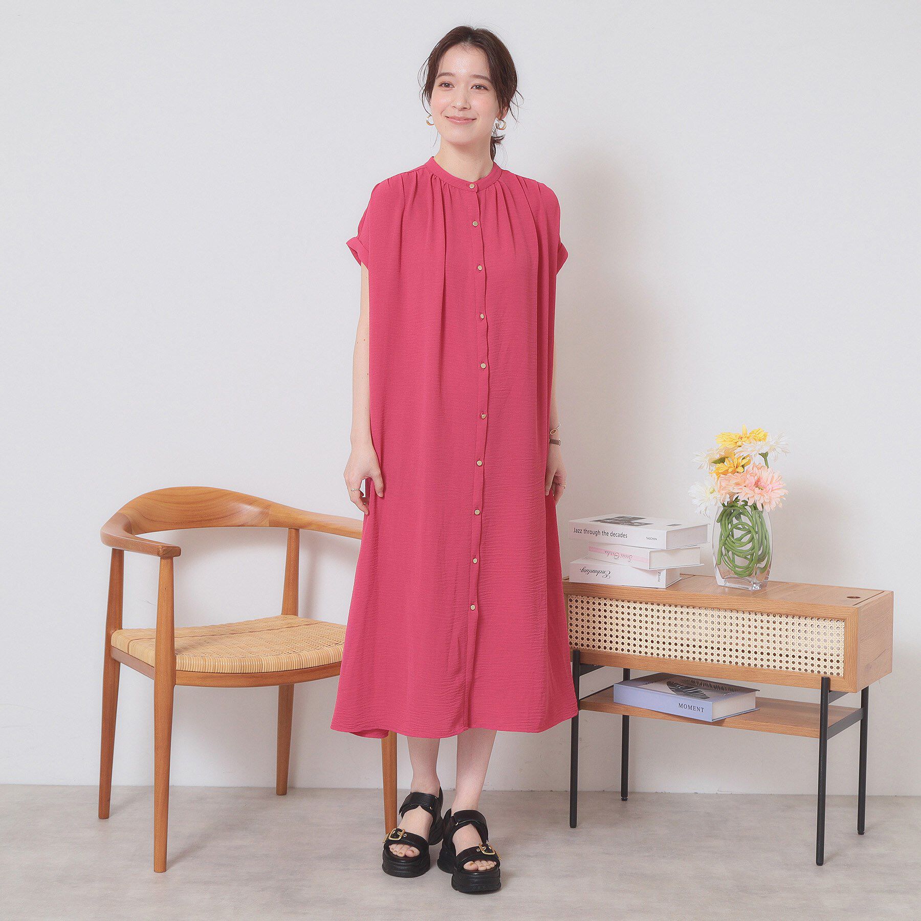 ITS&rsquo;DEMO「【接触冷感／吸水速乾／洗濯機OK】イージーケア前開きワンピース＜ラク服シリーズ＞」|ワンピース|