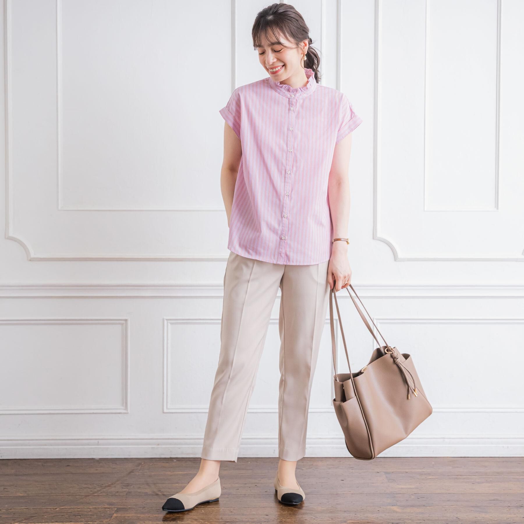 ITS&rsquo;DEMO「【手洗い可】スタンドフリルストライプブラウス」|シャツ・ブラウス|