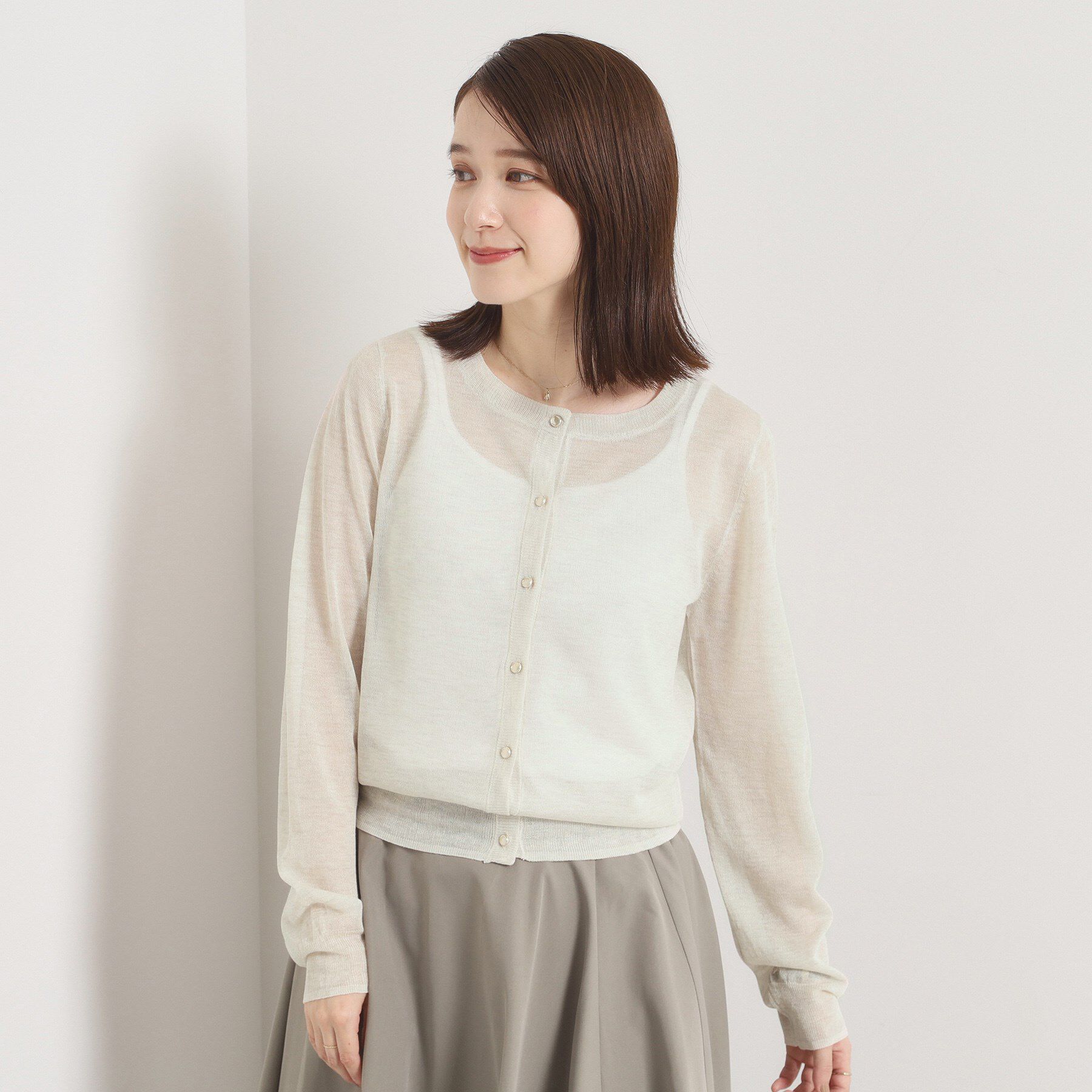 ITS&rsquo;DEMO「【手洗い可】ラメクルーカーディガン」|カーディガン|