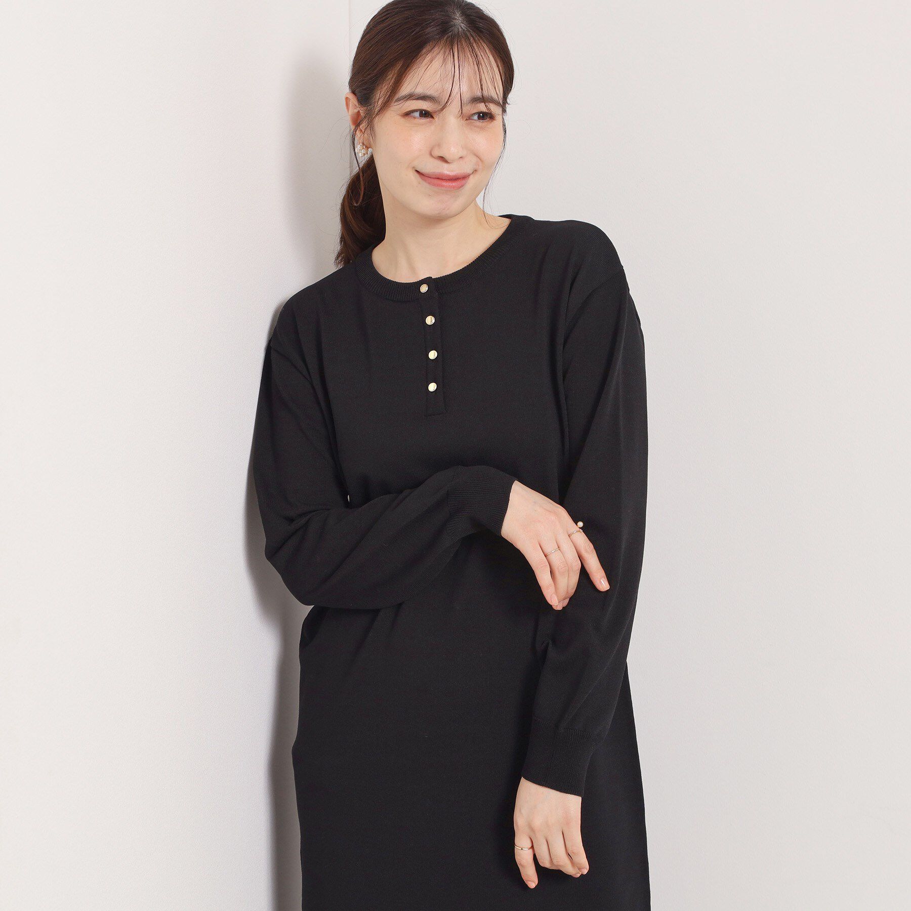 ITS&rsquo;DEMO「【縮みに強い／洗濯機OK】ヘンリーネックニットワンピース」|ワンピース|