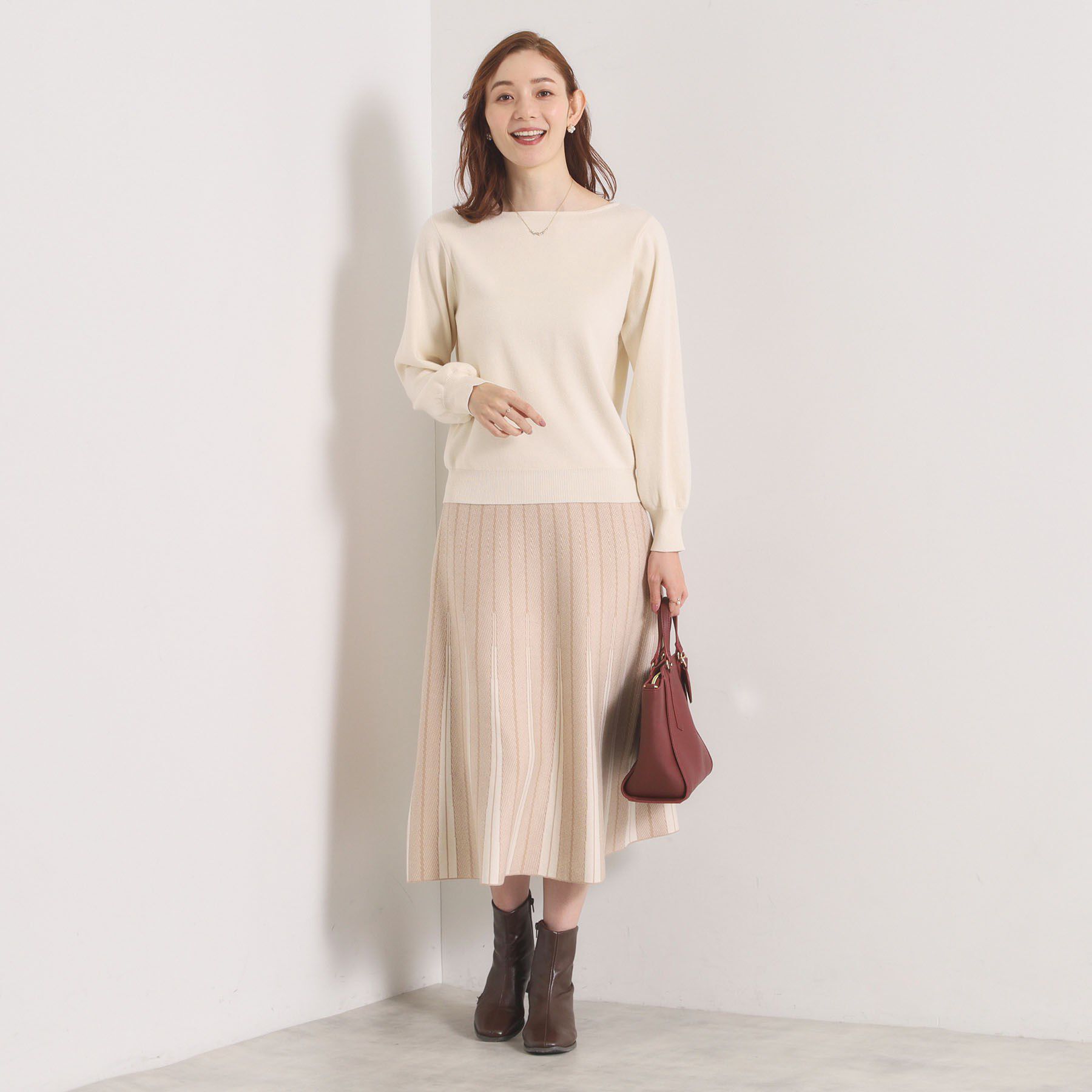 ITS&rsquo;DEMO「【手洗い可】フレアスカートニットセットアップ」|スーツ|アイボリー(404)