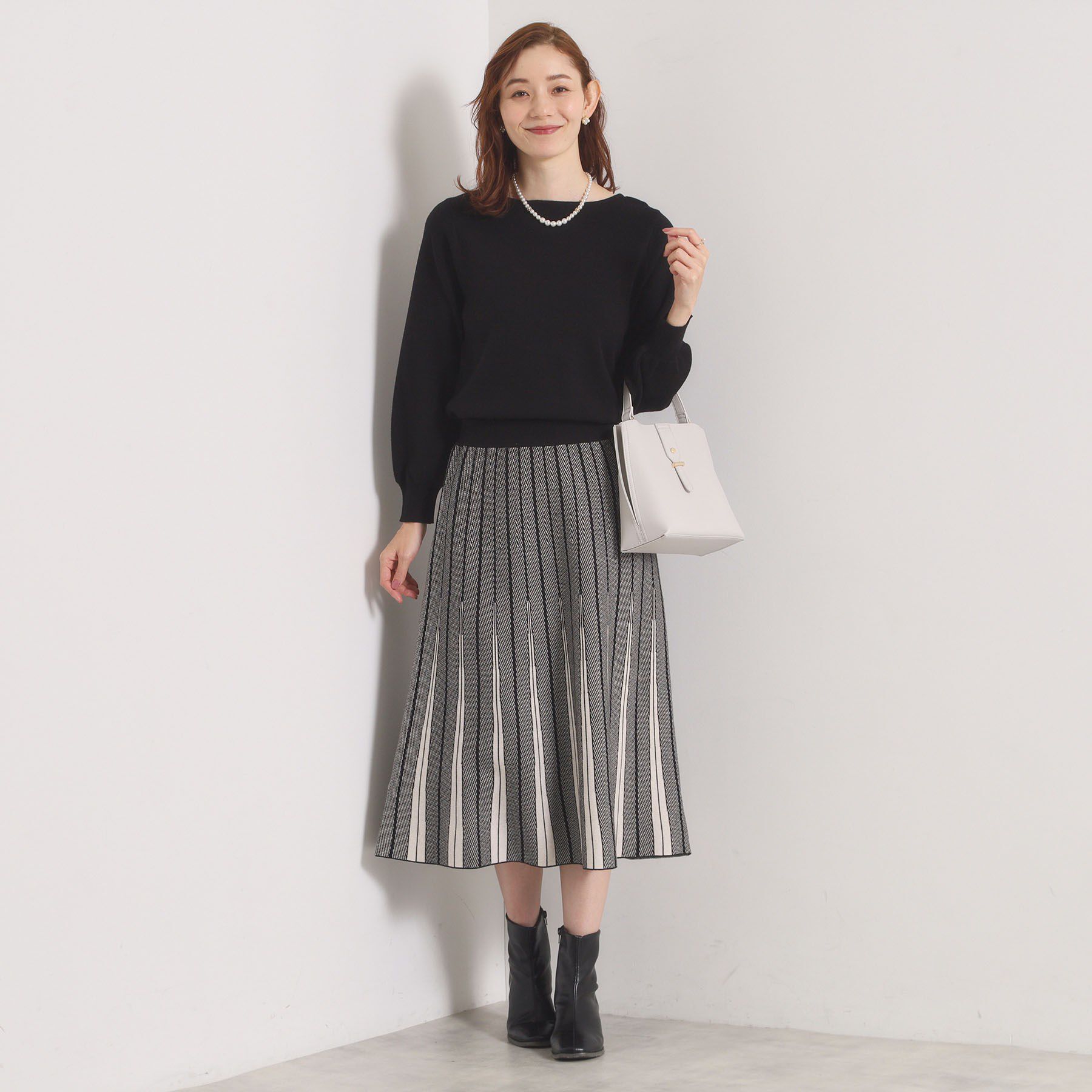 ITS&rsquo;DEMO「【手洗い可】フレアスカートニットセットアップ」|スーツ|ブラック(419)