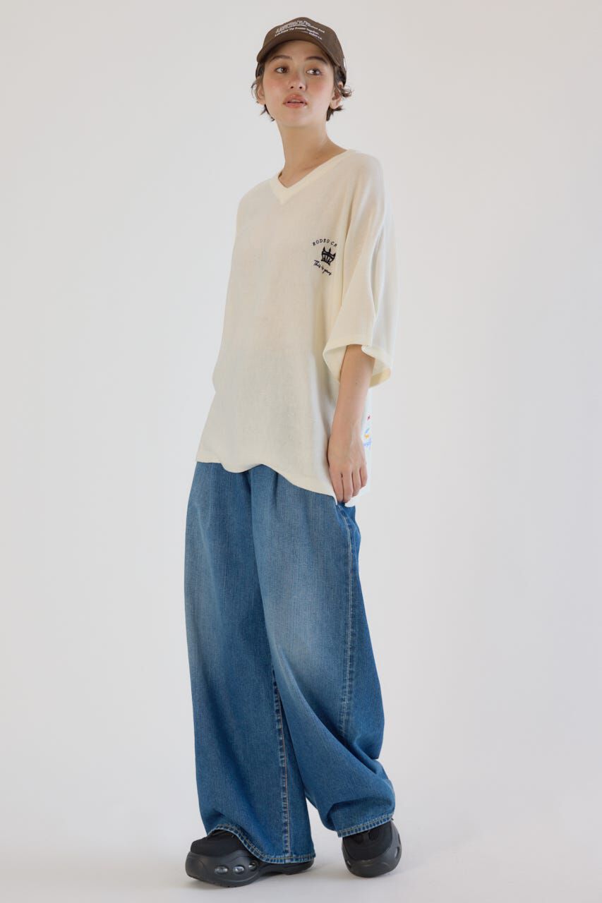 RODEO CROWNS「BIG LOGO5分袖ニットトップス」|ニット・セーター|