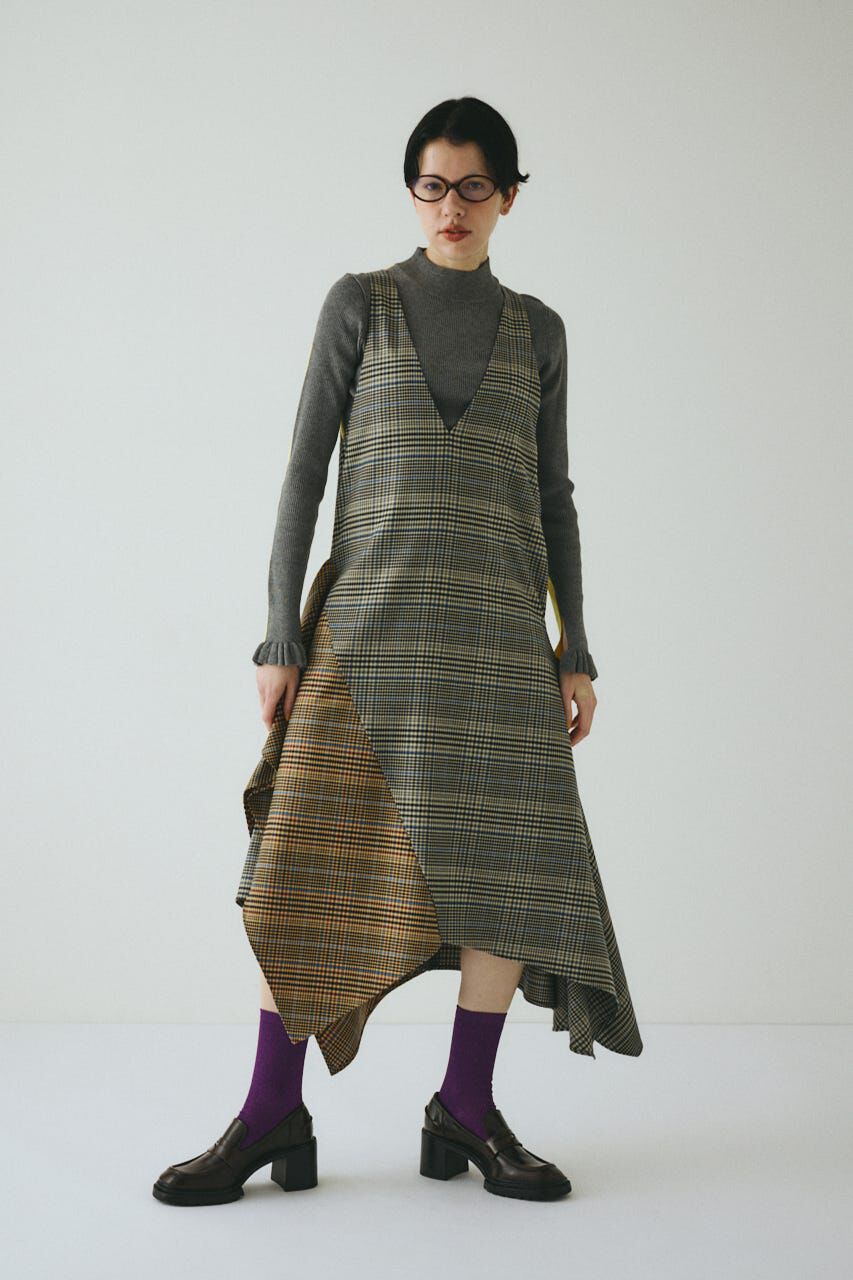 HeRIN.CYE「V design check dress」|ワンピース|柄GRY5