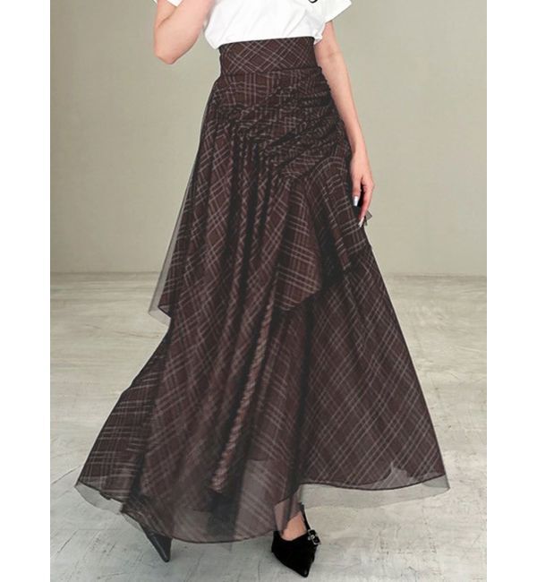 RESEXXY「チュールレイヤードフレアスカート」|スカート|ブラウン