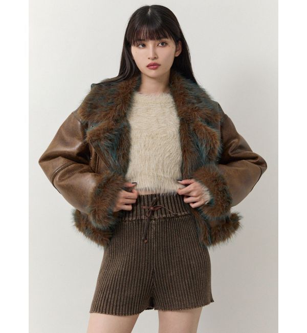 MURUA「アンイーブンショートフェイクムートンジャケット」|ブルゾン・スタジャン|