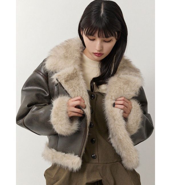 MURUA「アンイーブンショートフェイクムートンジャケット」|ブルゾン・スタジャン|