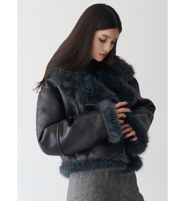 MURUA「アンイーブンショートフェイクムートンジャケット」|ブルゾン・スタジャン|