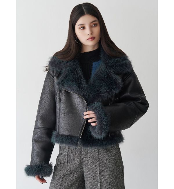 MURUA「アンイーブンショートフェイクムートンジャケット」|ブルゾン・スタジャン|