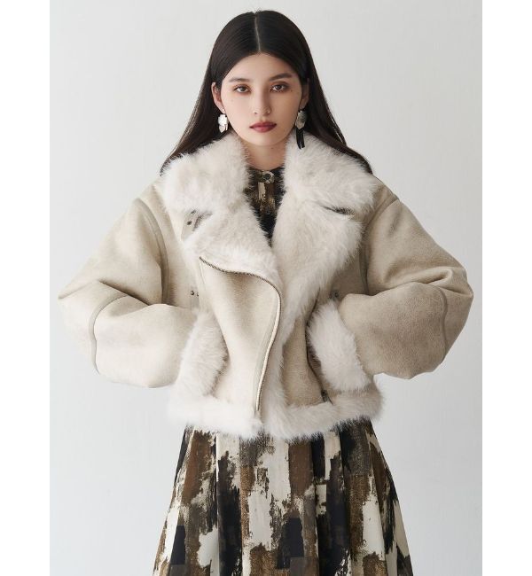 MURUA「アンイーブンショートフェイクムートンジャケット」|ブルゾン・スタジャン|