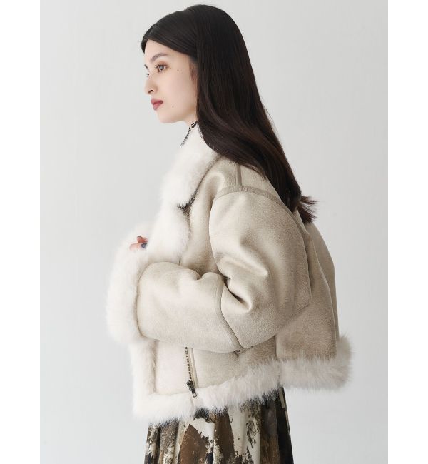 MURUA「アンイーブンショートフェイクムートンジャケット」|ブルゾン・スタジャン|