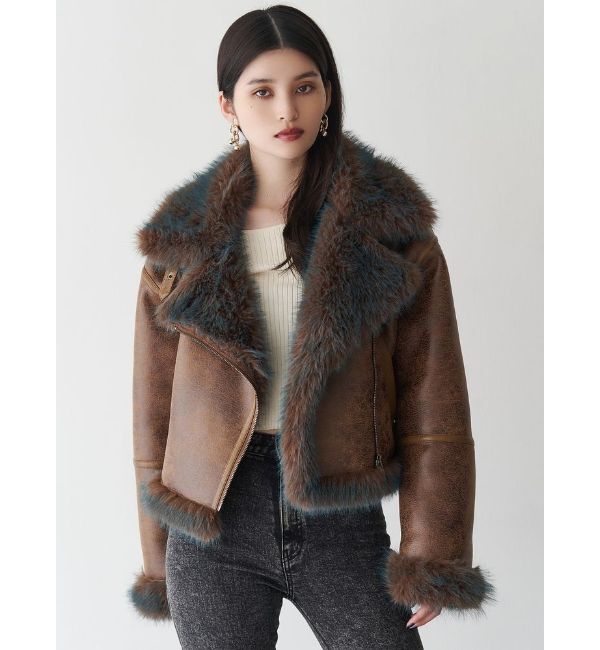 MURUA「アンイーブンショートフェイクムートンジャケット」|ブルゾン・スタジャン|