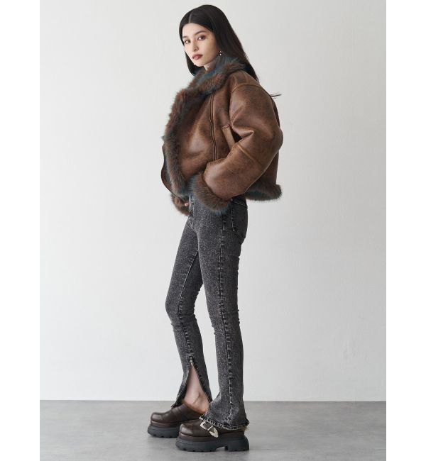 MURUA「アンイーブンショートフェイクムートンジャケット」|ブルゾン・スタジャン|