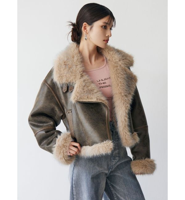 MURUA「アンイーブンショートフェイクムートンジャケット」|ブルゾン・スタジャン|