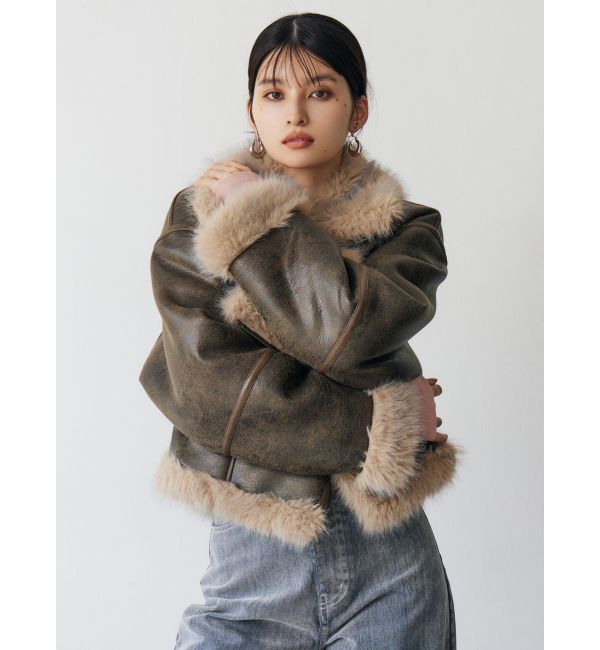 MURUA「アンイーブンショートフェイクムートンジャケット」|ブルゾン・スタジャン|