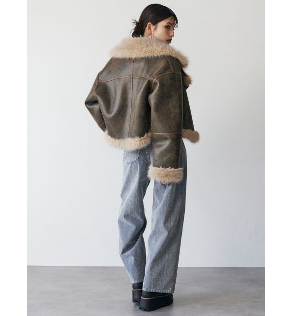 MURUA「アンイーブンショートフェイクムートンジャケット」|ブルゾン・スタジャン|
