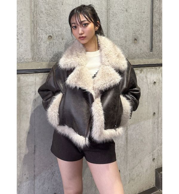 MURUA「アンイーブンショートフェイクムートンジャケット」|ブルゾン・スタジャン|