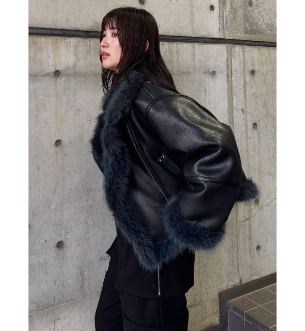 MURUA「アンイーブンショートフェイクムートンジャケット」|ブルゾン・スタジャン|