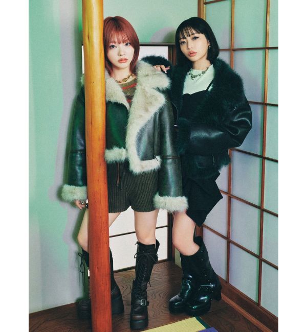 MURUA「アンイーブンショートフェイクムートンジャケット」|ブルゾン・スタジャン|