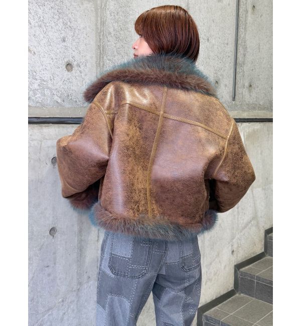 MURUA「アンイーブンショートフェイクムートンジャケット」|ブルゾン・スタジャン|