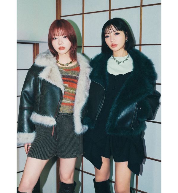 MURUA「アンイーブンショートフェイクムートンジャケット」|ブルゾン・スタジャン|