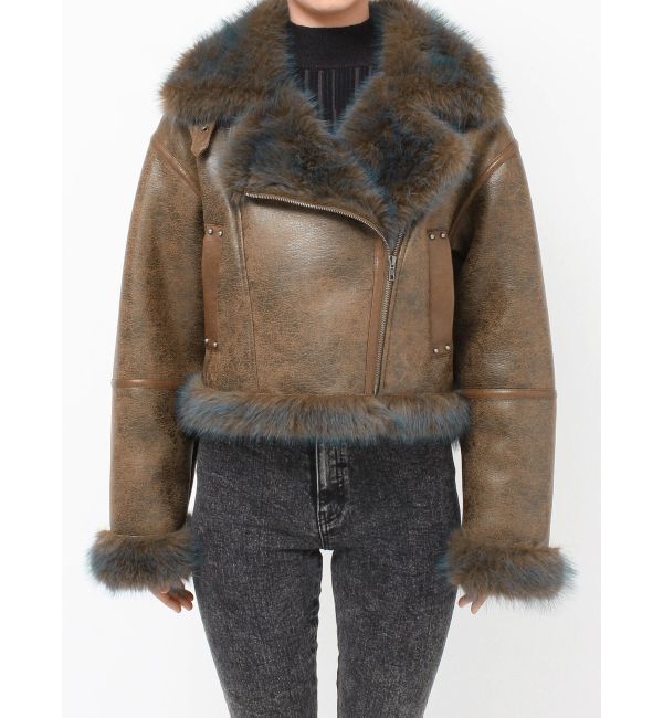 MURUA「アンイーブンショートフェイクムートンジャケット」|ブルゾン・スタジャン|