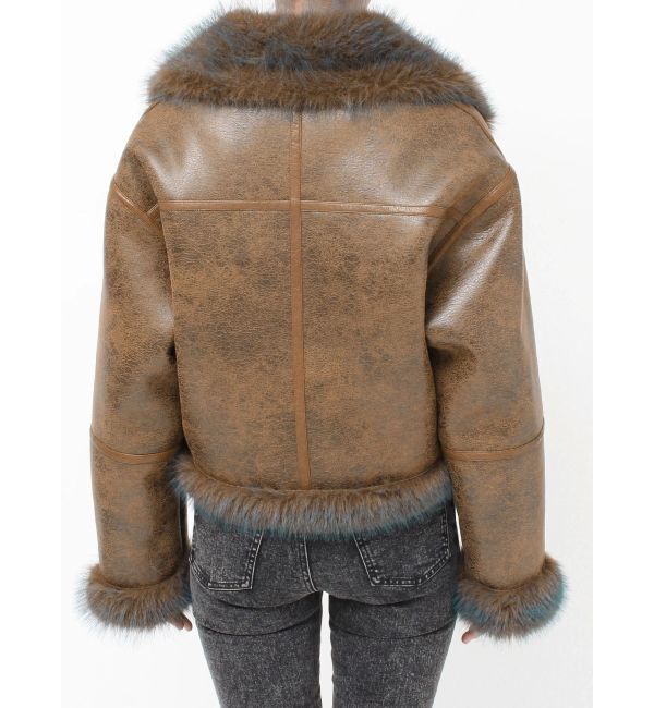 MURUA「アンイーブンショートフェイクムートンジャケット」|ブルゾン・スタジャン|