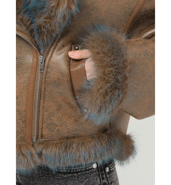 MURUA「アンイーブンショートフェイクムートンジャケット」|ブルゾン・スタジャン|