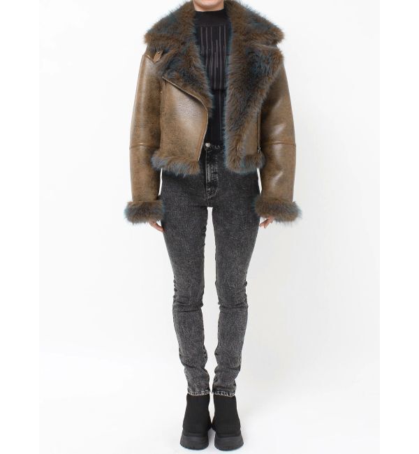 MURUA「アンイーブンショートフェイクムートンジャケット」|ブルゾン・スタジャン|