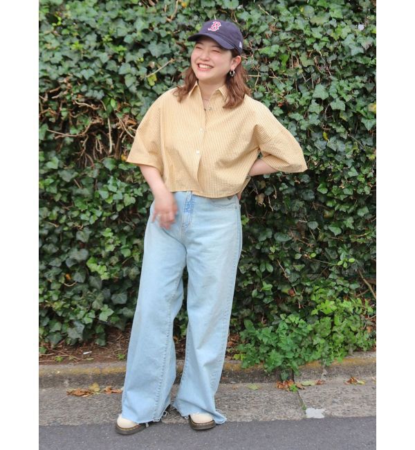 Ungrid「サッカーストライプハーフスリーブショートシャツ」|シャツ・ブラウス|