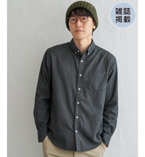 ikka「イージーケアフランネルムジシャツ」|シャツ・ブラウス|チャコール