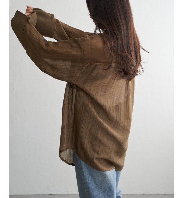 VENCE share style「ストライプビックカフスシャツ」|シャツ・ブラウス|ブラウン