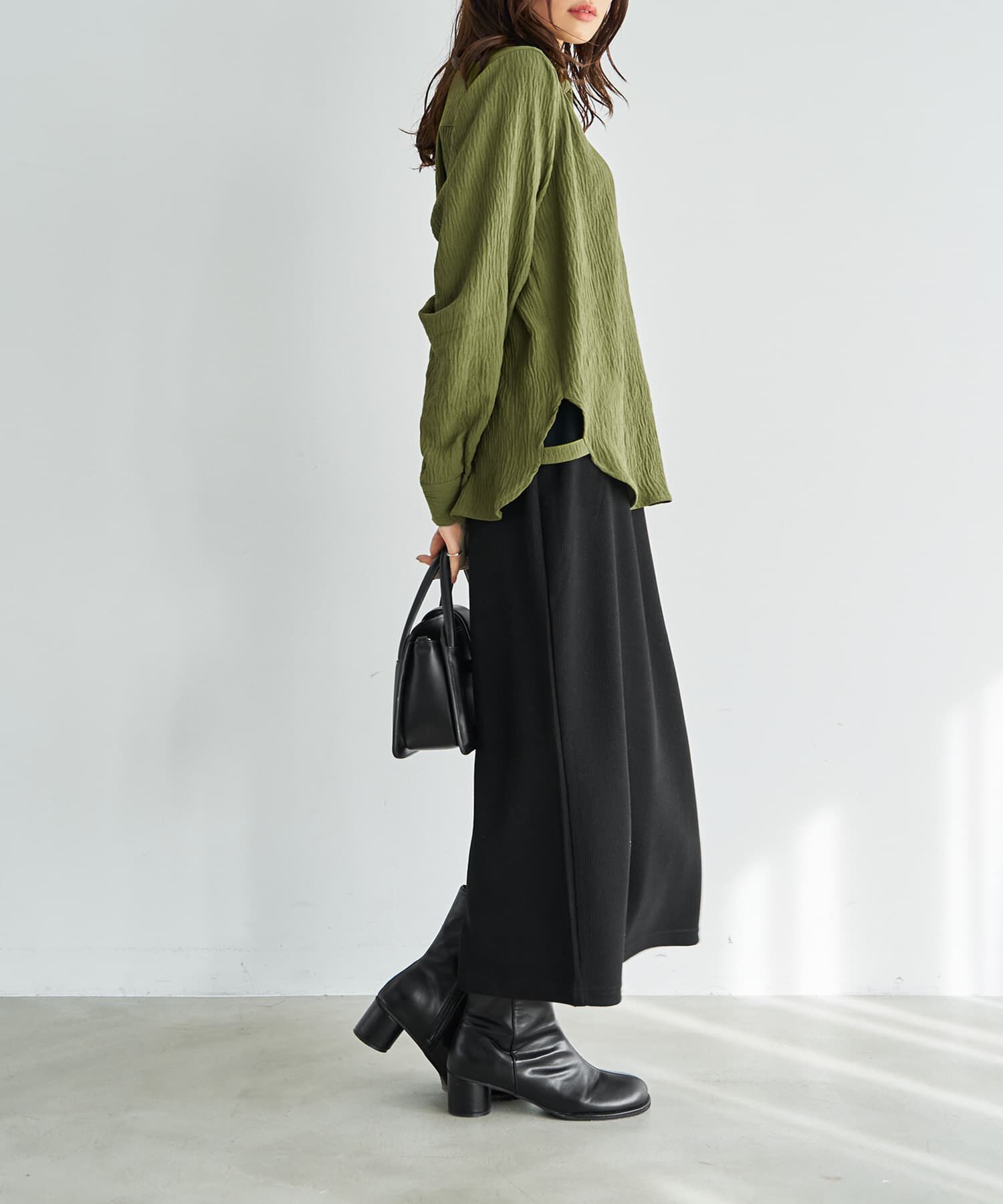 STYLE DELI「シボ入りガーゼ調V開きシャツ」|シャツ・ブラウス|