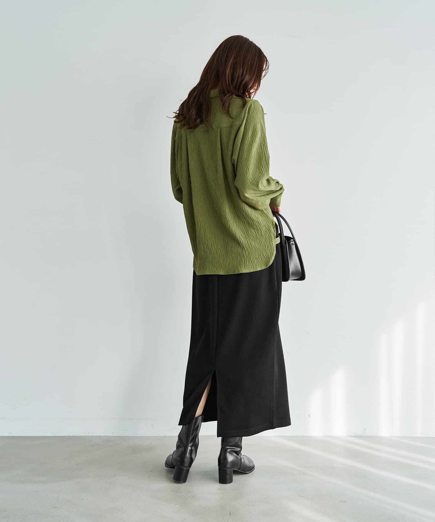 STYLE DELI「シボ入りガーゼ調V開きシャツ」|シャツ・ブラウス|