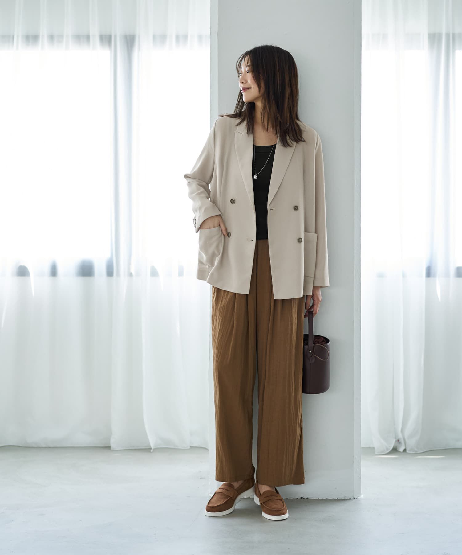 STYLE DELI「ストレッチメッシュ生地ダブルジャケット」|テーラードジャケット|