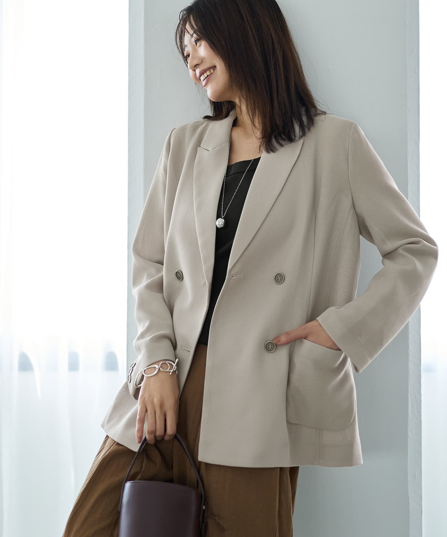 STYLE DELI「ストレッチメッシュ生地ダブルジャケット」|テーラードジャケット|