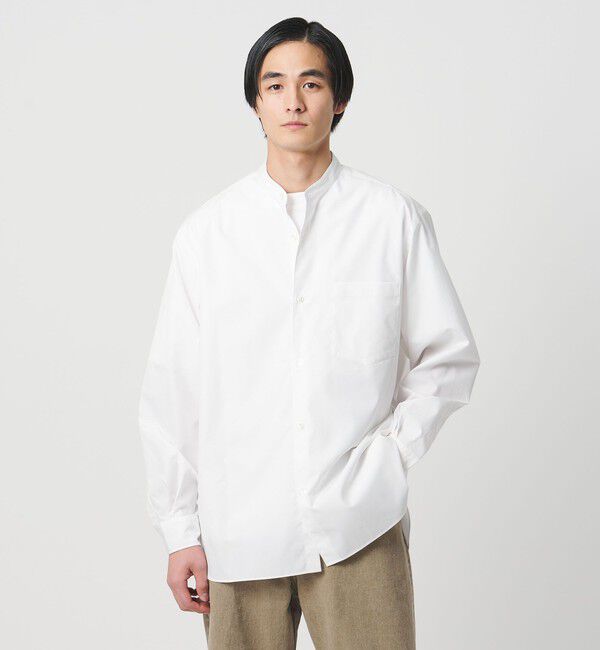 UNITED ARROWS「カリビアーナミルズ ポプリン バンドカラーシャツ」|シャツ・ブラウス|WHITE