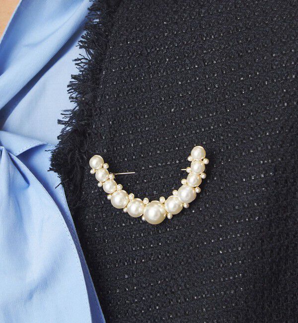 UNITED ARROWS green label relaxing「フェイクパール ラインパヴェ ブローチ」|ブローチ・コサージュ|