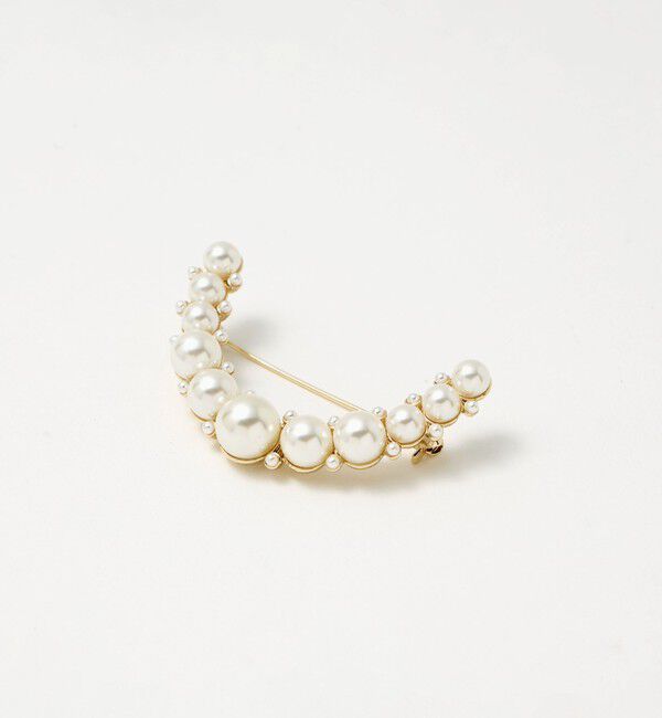 UNITED ARROWS green label relaxing「フェイクパール ラインパヴェ ブローチ」|ブローチ・コサージュ|