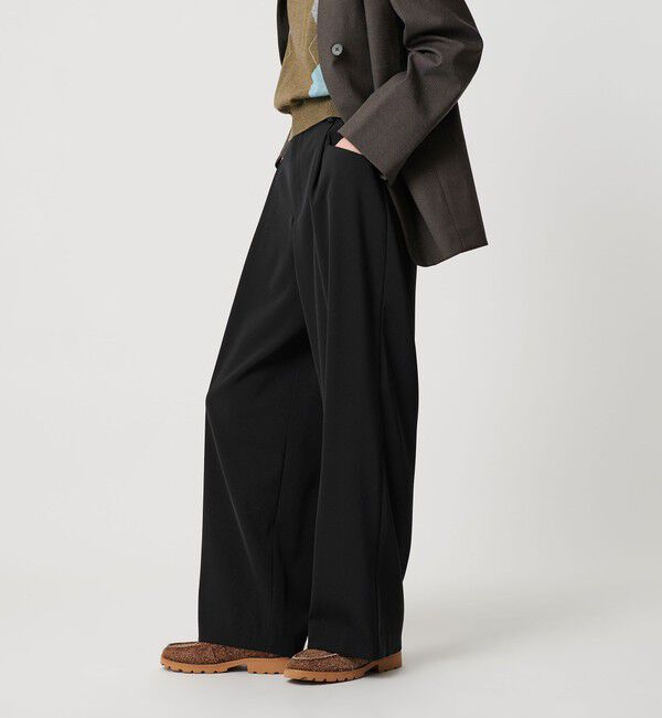 BEAUTY&YOUTH UNITED ARROWS「ポリエステルブレンド ツイルバックゴムパンツ」|スラックス|BLACK