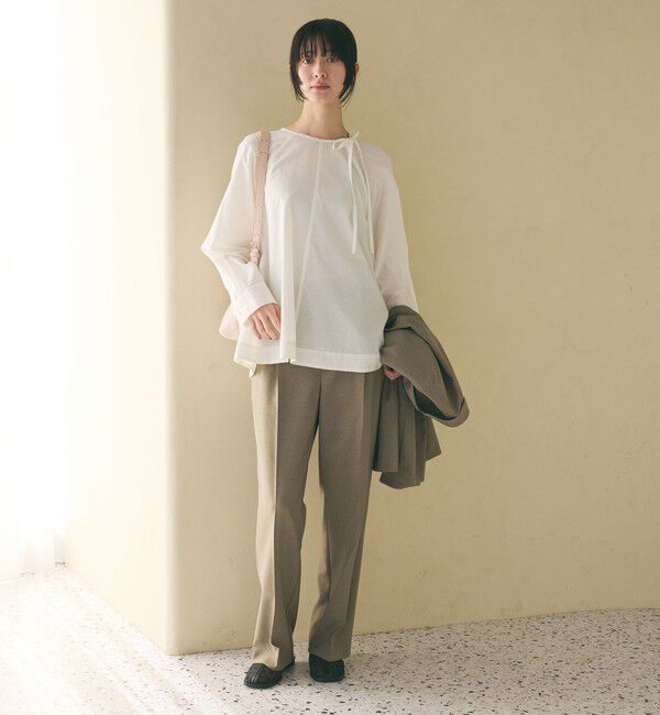 BEAUTY&YOUTH UNITED ARROWS「リボンタイ ノーカラーブラウス」|シャツ・ブラウス|