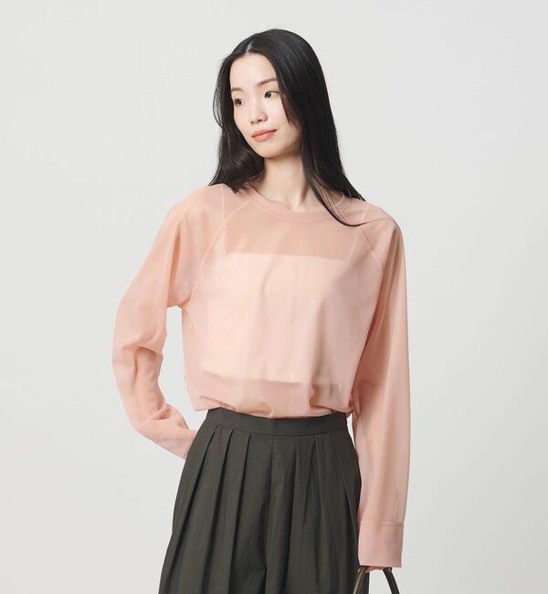 BEAUTY&YOUTH UNITED ARROWS「オーガンジー ラグランスリーブカットソー ウォッシャブル」|Tシャツ・カットソー|LT.PINK