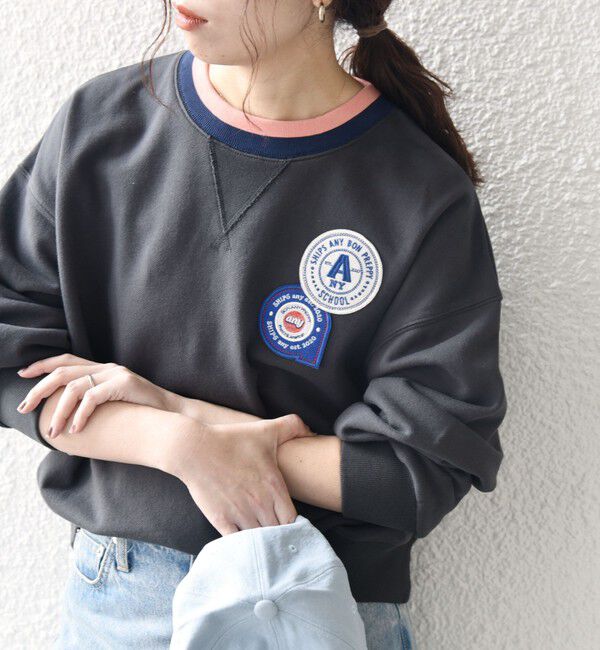 SHIPS any「SHIPS any:〈洗濯機可能〉USAコットン 裏毛 ワッペン ライン スウェット」|スウェット・ジャージ|グレー