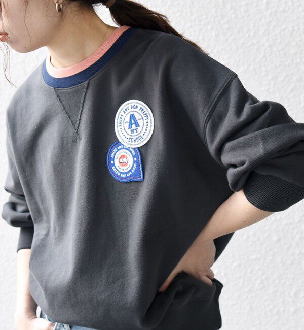 SHIPS any「SHIPS any:〈洗濯機可能〉USAコットン 裏毛 ワッペン ライン スウェット」|スウェット・ジャージ|