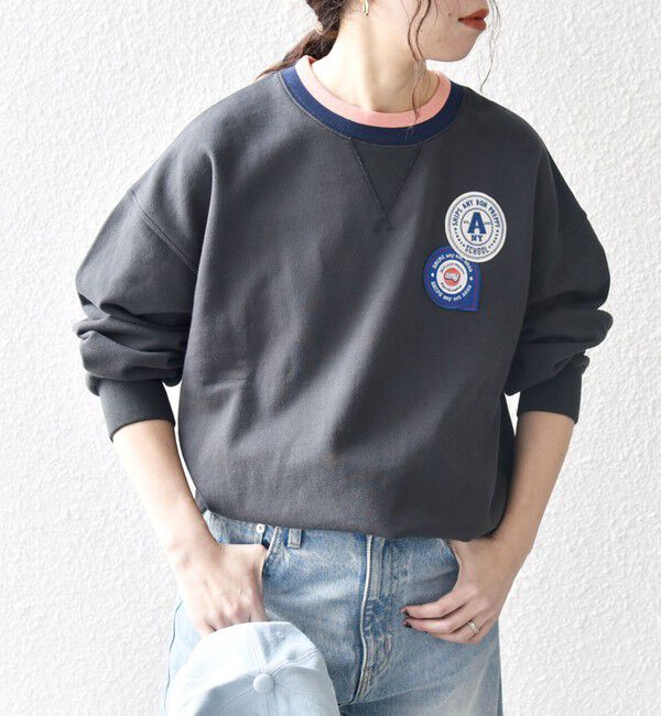 SHIPS any「SHIPS any:〈洗濯機可能〉USAコットン 裏毛 ワッペン ライン スウェット」|スウェット・ジャージ|